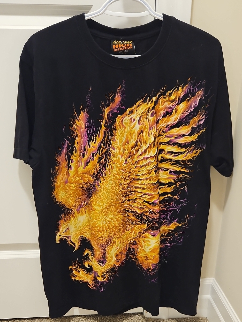Phoenix Graphic Tee - Black with Yellow & Purple Fire